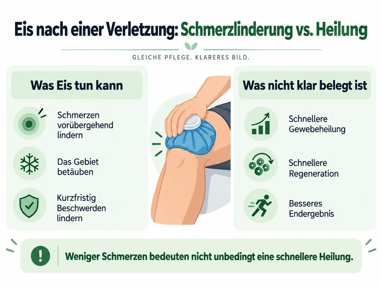 Der Unterschied zwischen Schmerzlinderung durch Eis und dem Einfluss des Kühlens auf die Heilung einer Verletzung