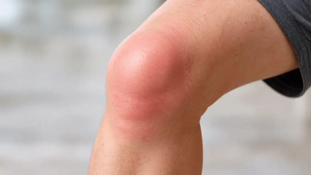 Geschwollenes und gerötetes Knie