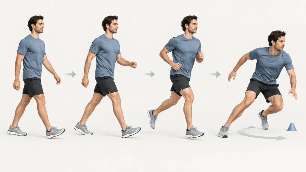 Gradual return to activity after an ankle sprain: walking, brisk walking, running and changes of direction
