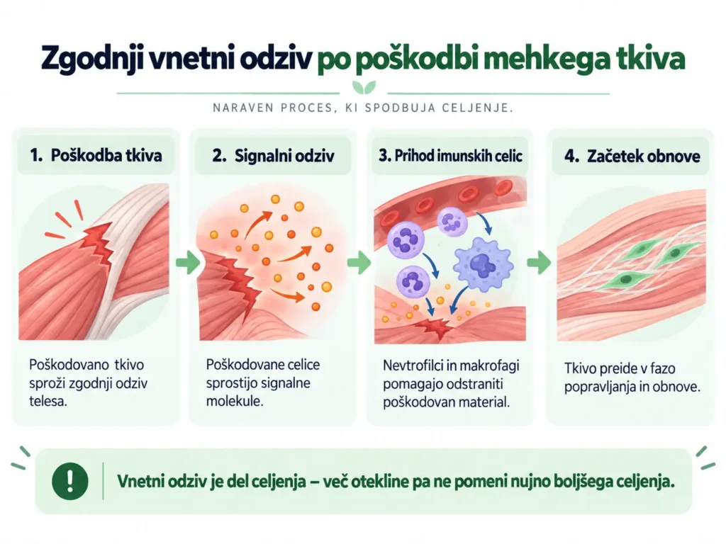 Potek vnetnega odziva po poškodbi – od poškodbe tkiva do začetka obnove