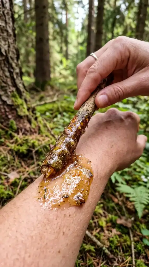 uporaba smrekove smole na koži in tradicionalna uporaba v naravi