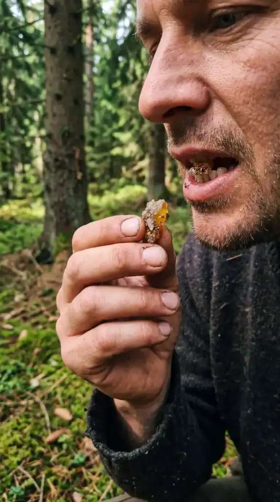 žvečenje smrekove smole