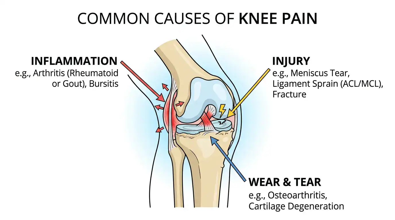 infographic of different causes of knee pain