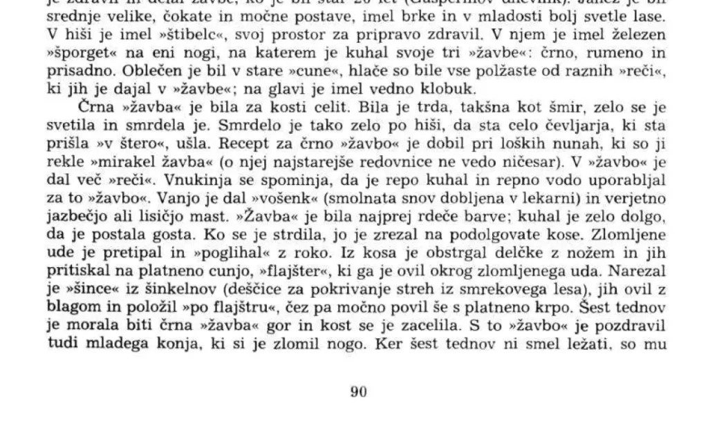 Izsek iz članka Mete Sterle z opisom Krivarjeve črne žavbe na strani 90