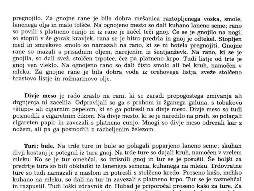 Zapis Mete Sterle o uporabi smrekove smole pri ranah na Loškem
